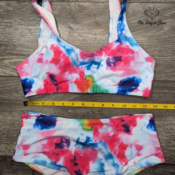 Adisputent Tie Dye Crop Top Bikini Swimsuit Size S - Picture 4 of 5